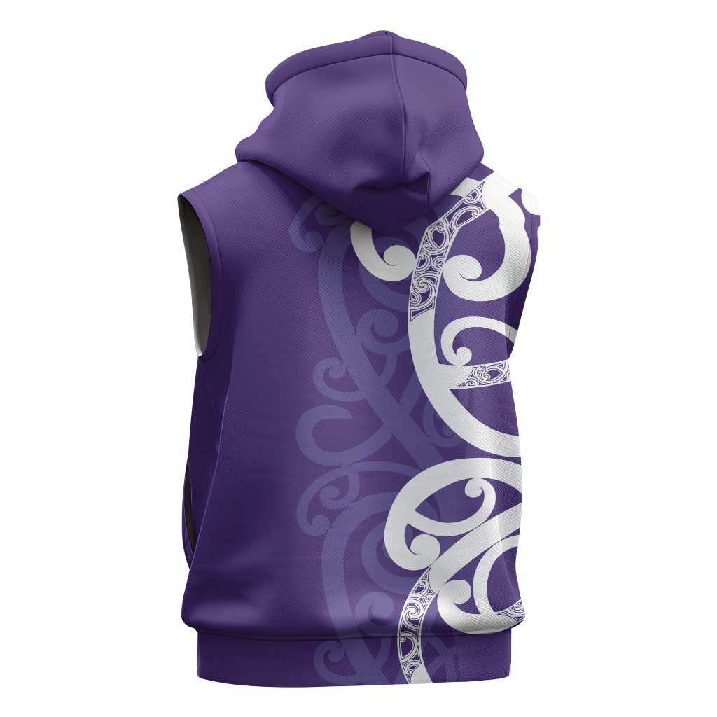 Violet Green Maori Sleeveless Hoodie Koru Kowhaiwhai LT7 - Polynesian Pride