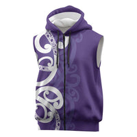 Violet Green Maori Sleeveless Zip Hoodie Koru Kowhaiwhai LT7 Violet - Polynesian Pride