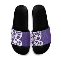 Violet Green Maori Slide Sandals Koru Kowhaiwhai LT7 Violet - Polynesian Pride