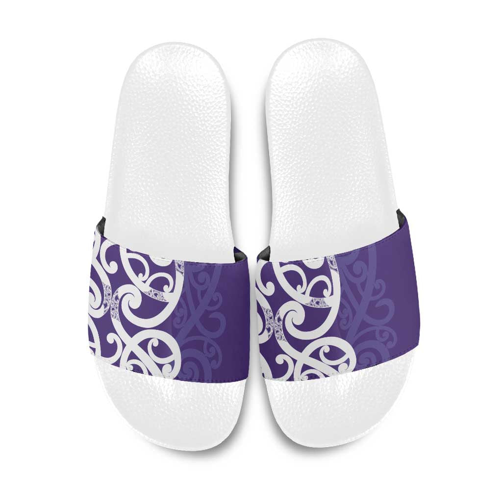 Violet Green Maori Slide Sandals Koru Kowhaiwhai LT7 Violet - Polynesian Pride