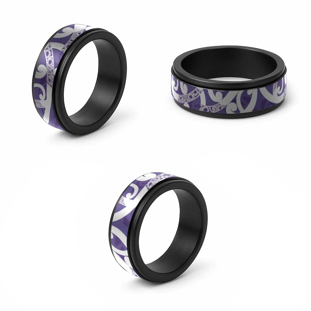 Violet Green Maori Spinner Ring Koru Kowhaiwhai