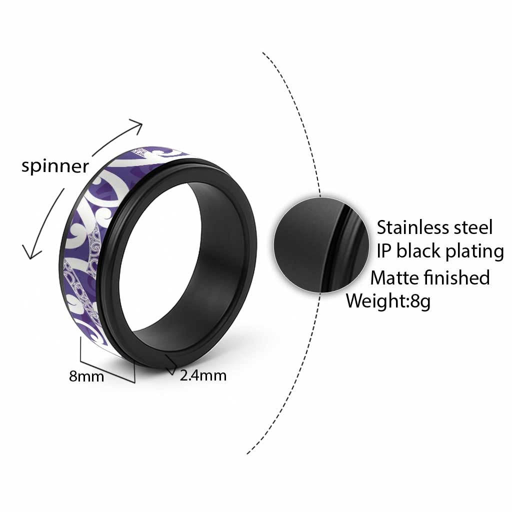 Violet Green Maori Spinner Ring Koru Kowhaiwhai