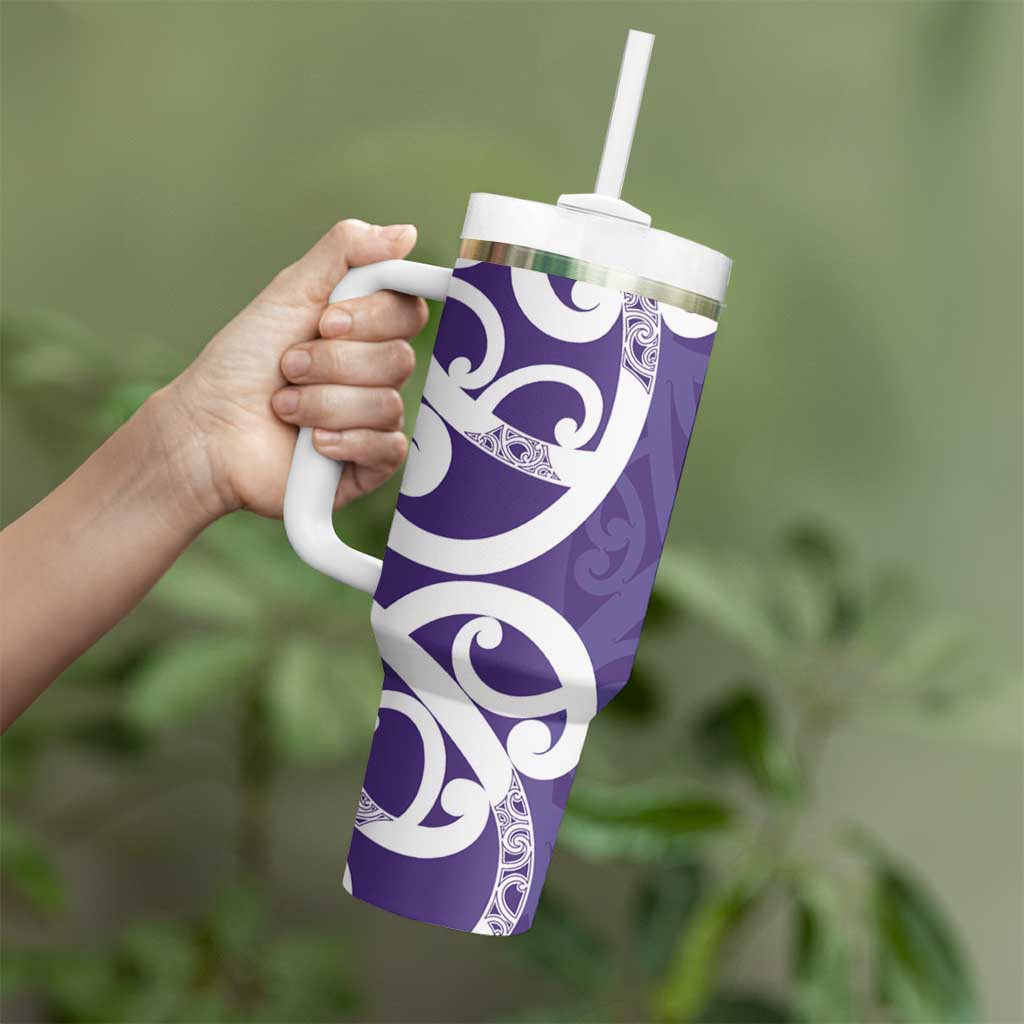 Violet Green Maori Tumbler With Handle Koru Kowhaiwhai LT7 - Polynesian Pride