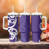 Violet Green Maori Tumbler With Handle Koru Kowhaiwhai LT7 - Polynesian Pride