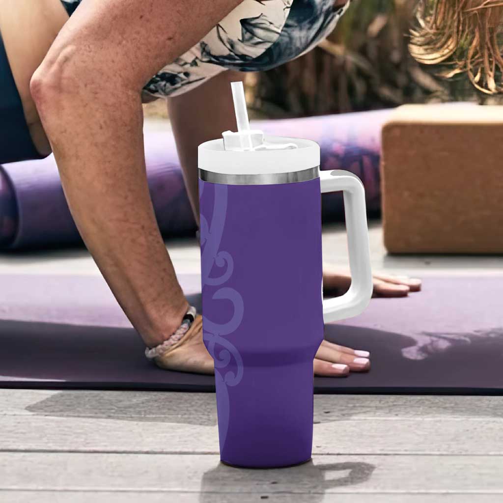 Violet Green Maori Tumbler With Handle Koru Kowhaiwhai LT7 - Polynesian Pride