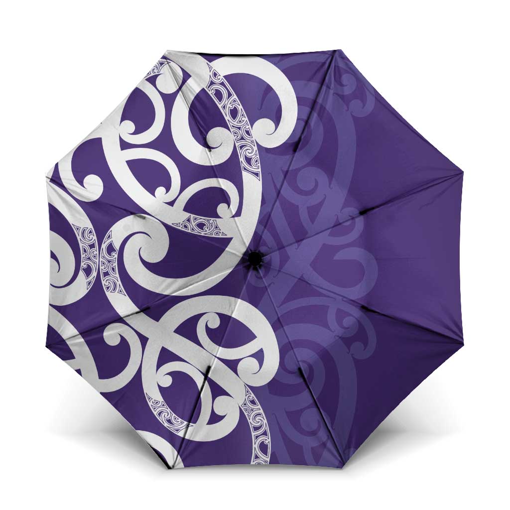 Violet Green Maori Umbrella Koru Kowhaiwhai - Polynesian Pride