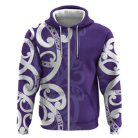 Violet Green Maori Zip Hoodie Koru Kowhaiwhai LT7 Zip Hoodie Violet - Polynesian Pride