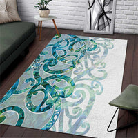 Paua Shell Maori Area Rug Koru Kowhaiwhai LT7 White - Polynesian Pride