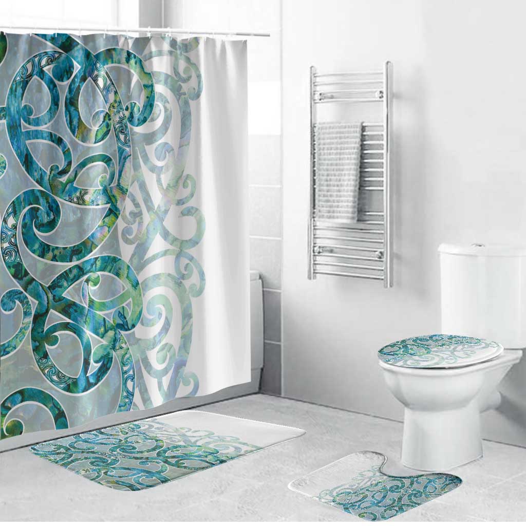 Paua Shell Maori Bathroom Set Koru Kowhaiwhai LT7 Bathroom Set (4 pcs) White - Polynesian Pride
