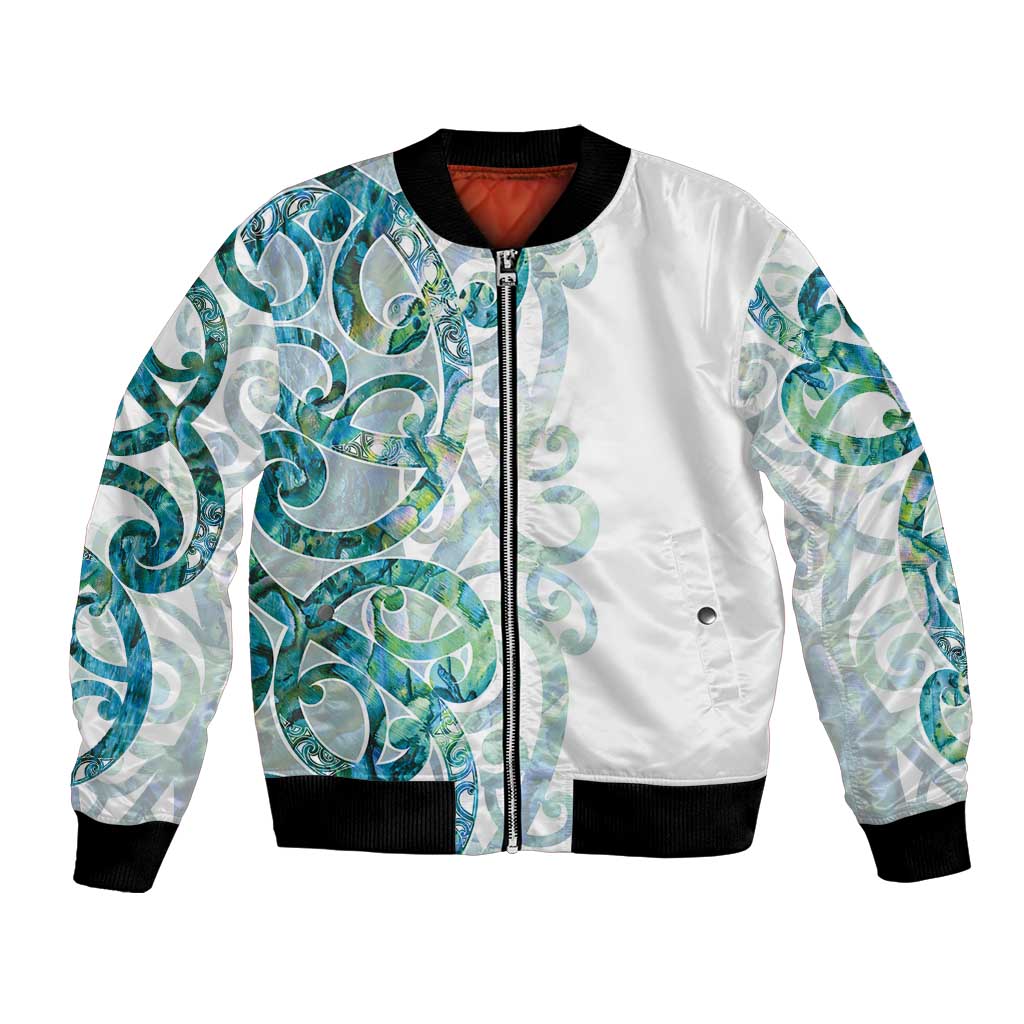 Paua Shell Maori Bomber Jacket Koru Kowhaiwhai - Polynesian Pride