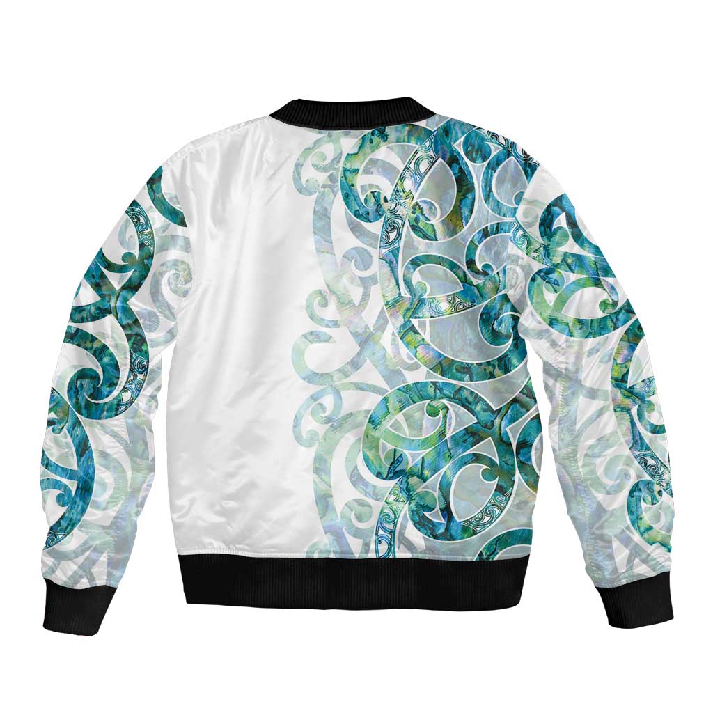 Paua Shell Maori Bomber Jacket Koru Kowhaiwhai - Polynesian Pride