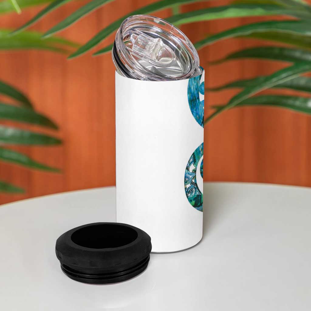 Paua Shell Maori 4 in 1 Can Cooler Tumbler Koru Kowhaiwhai - Polynesian Pride