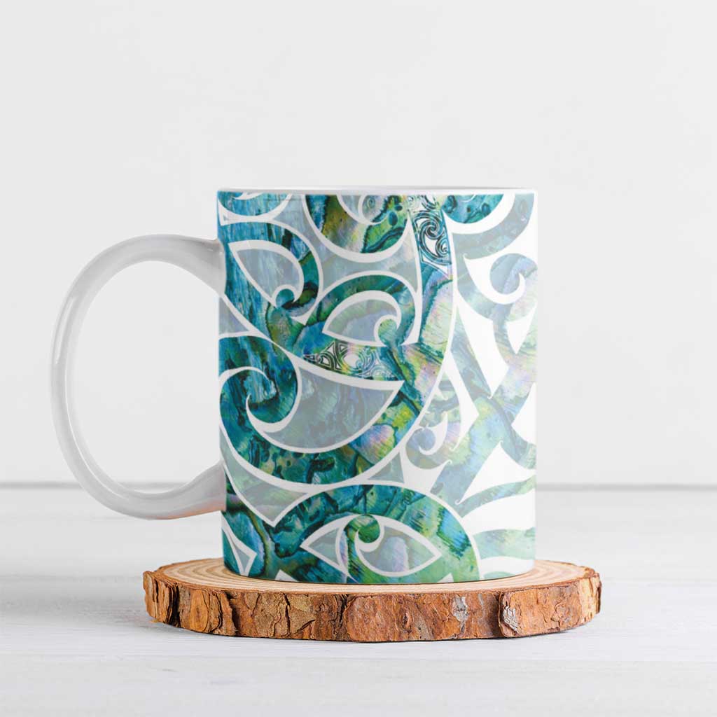 Paua Shell Maori Ceramic Mug Koru Kowhaiwhai - Polynesian Pride