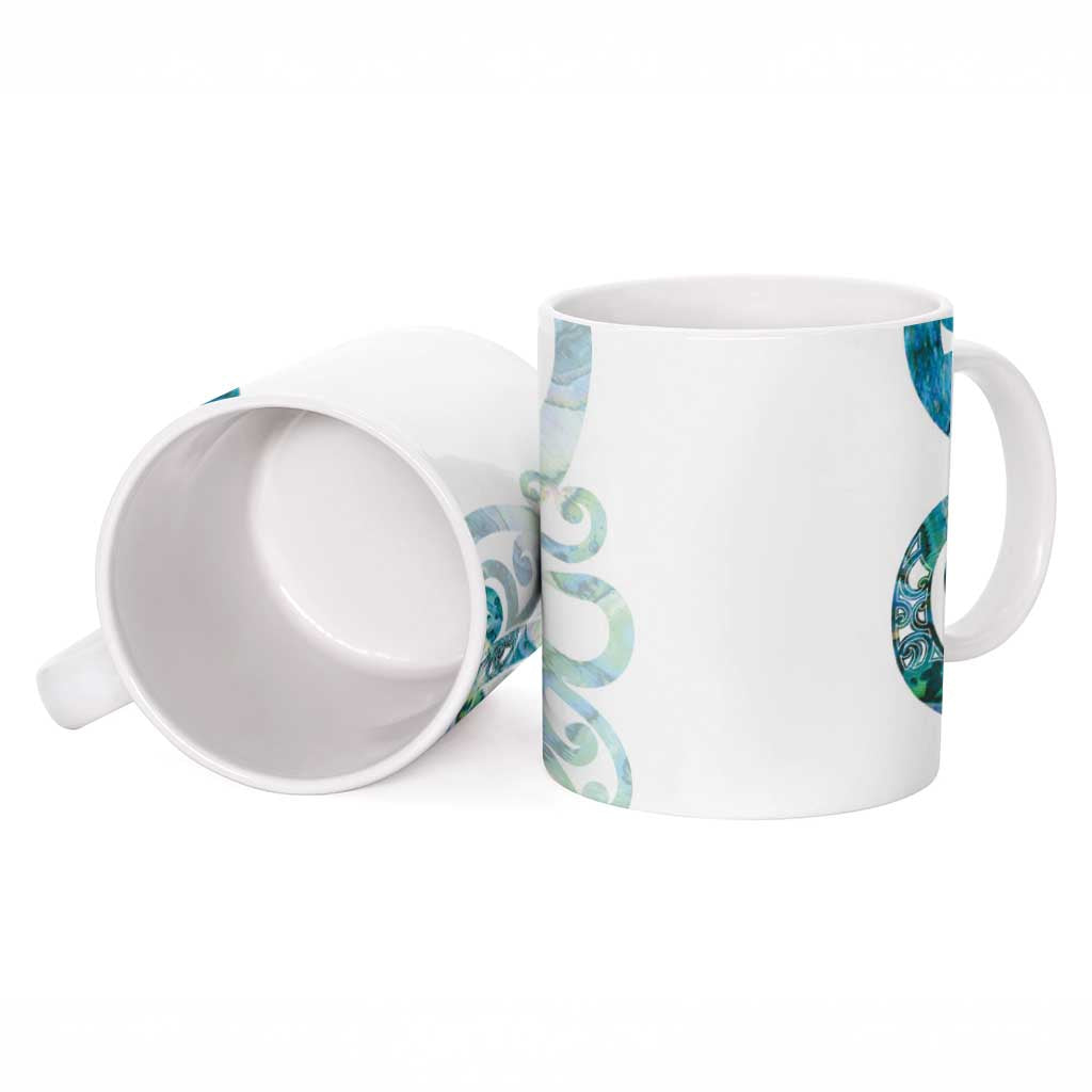 Paua Shell Maori Ceramic Mug Koru Kowhaiwhai - Polynesian Pride