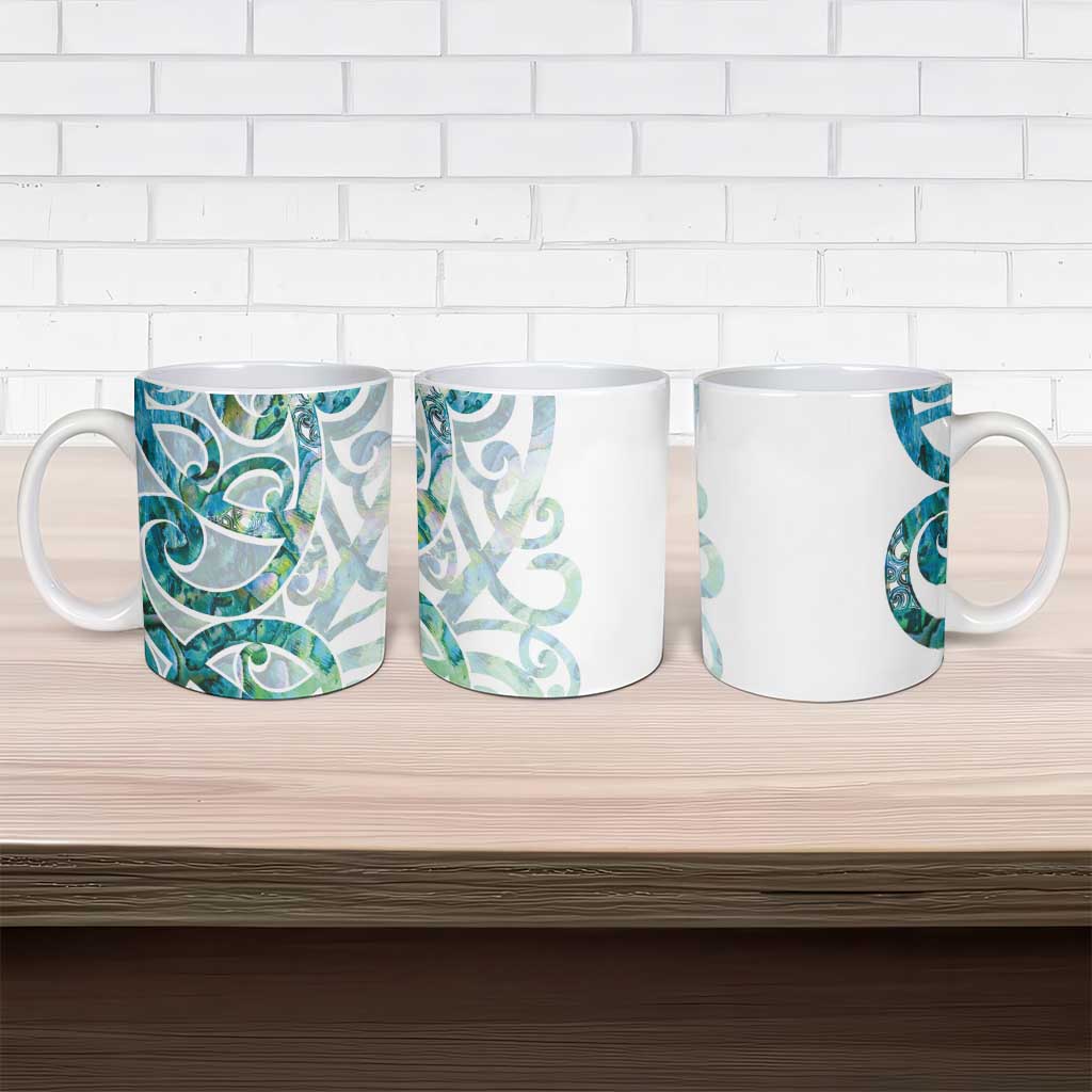Paua Shell Maori Ceramic Mug Koru Kowhaiwhai - Polynesian Pride