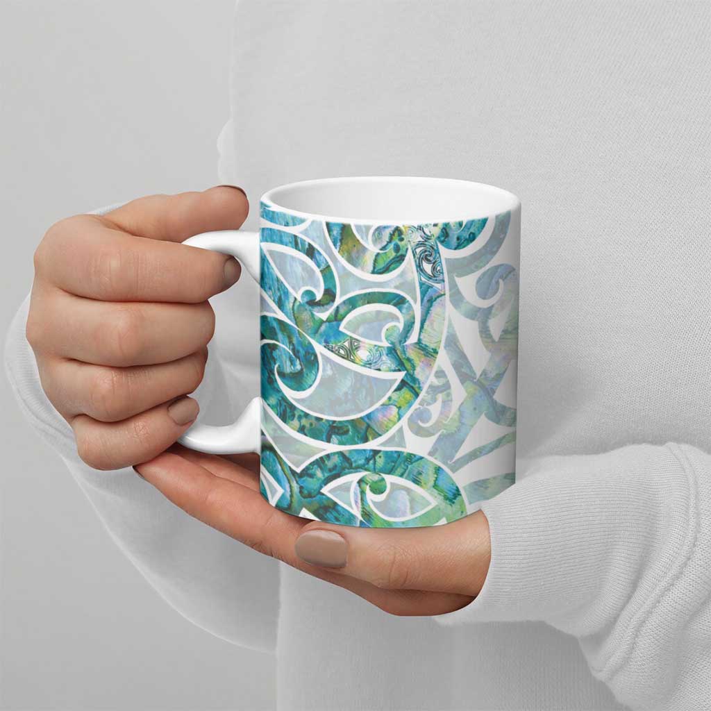 Paua Shell Maori Ceramic Mug Koru Kowhaiwhai - Polynesian Pride