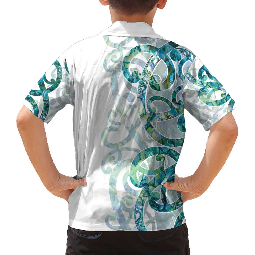 Paua Shell Maori Family Matching Long Sleeve Bodycon Dress and Hawaiian Shirt Koru Kowhaiwhai - Polynesian Pride