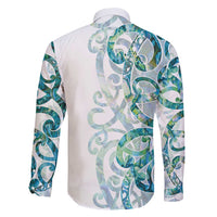 Paua Shell Maori Family Matching Off Shoulder Short Dress and Hawaiian Shirt Koru Kowhaiwhai LT7 - Polynesian Pride