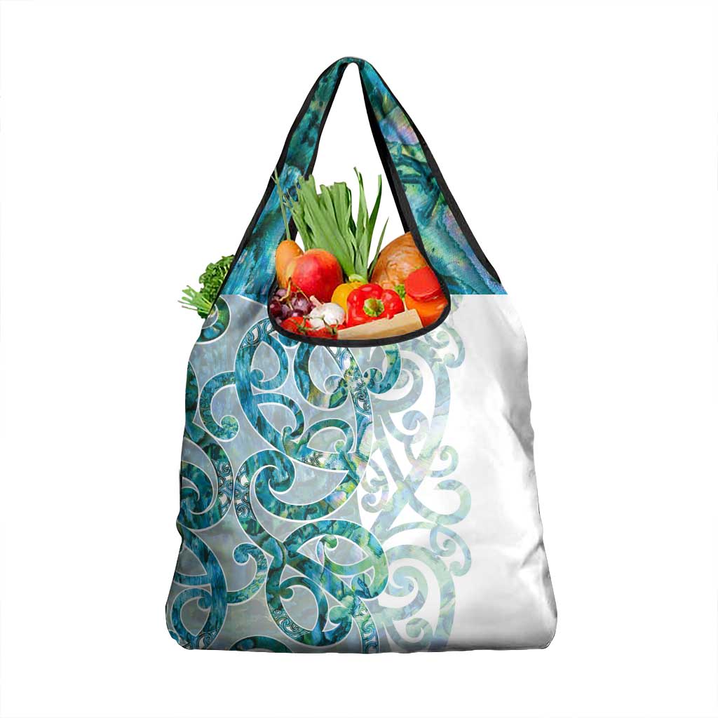 Paua Shell Maori Grocery Bag Koru Kowhaiwhai LT7 1-pack One Size White - Polynesian Pride