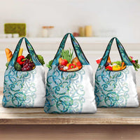Paua Shell Maori Grocery Bag Koru Kowhaiwhai LT7 3-pack One Size White - Polynesian Pride