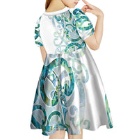 Paua Shell Maori Kid Short Sleeve Dress Koru Kowhaiwhai - Polynesian Pride