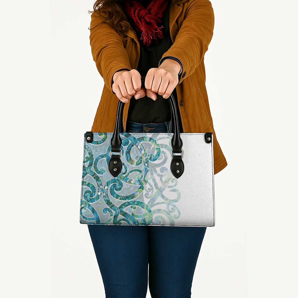 Paua Shell Maori Leather Bag Koru Kowhaiwhai LT7 - Polynesian Pride