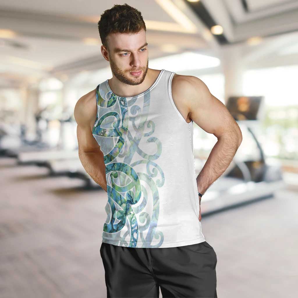 Paua Shell Maori Men Tank Top Koru Kowhaiwhai - Polynesian Pride