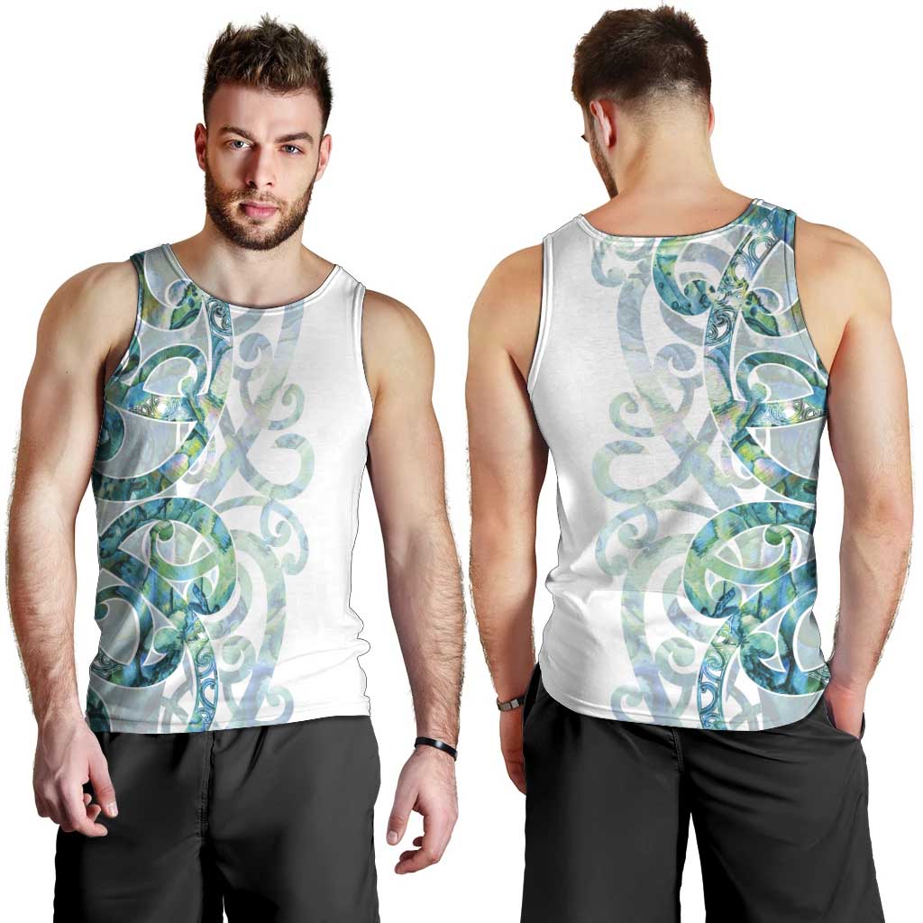 Paua Shell Maori Men Tank Top Koru Kowhaiwhai - Polynesian Pride