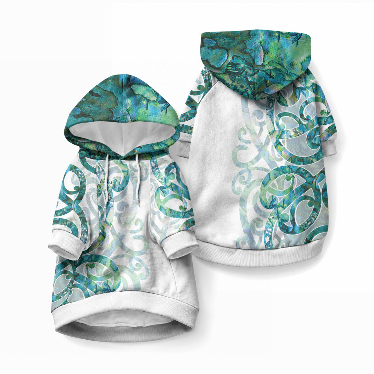 Paua Shell Maori Pet Hoodie Koru Kowhaiwhai