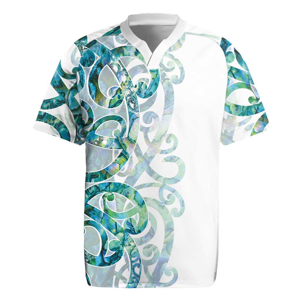 Paua Shell Maori Rugby Jersey Koru Kowhaiwhai - Polynesian Pride