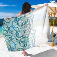 Paua Shell Maori Sarong Koru Kowhaiwhai LT7 One Size 44 x 66 inches White - Polynesian Pride