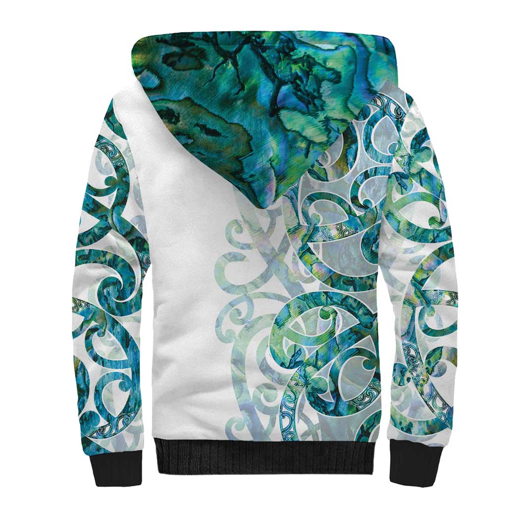 Paua Shell Maori Sherpa Hoodie Koru Kowhaiwhai LT7 - Polynesian Pride
