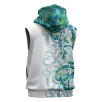 Paua Shell Maori Sleeveless Hoodie Koru Kowhaiwhai LT7 - Polynesian Pride