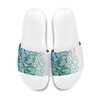 Paua Shell Maori Slide Sandals Koru Kowhaiwhai LT7 White - Polynesian Pride