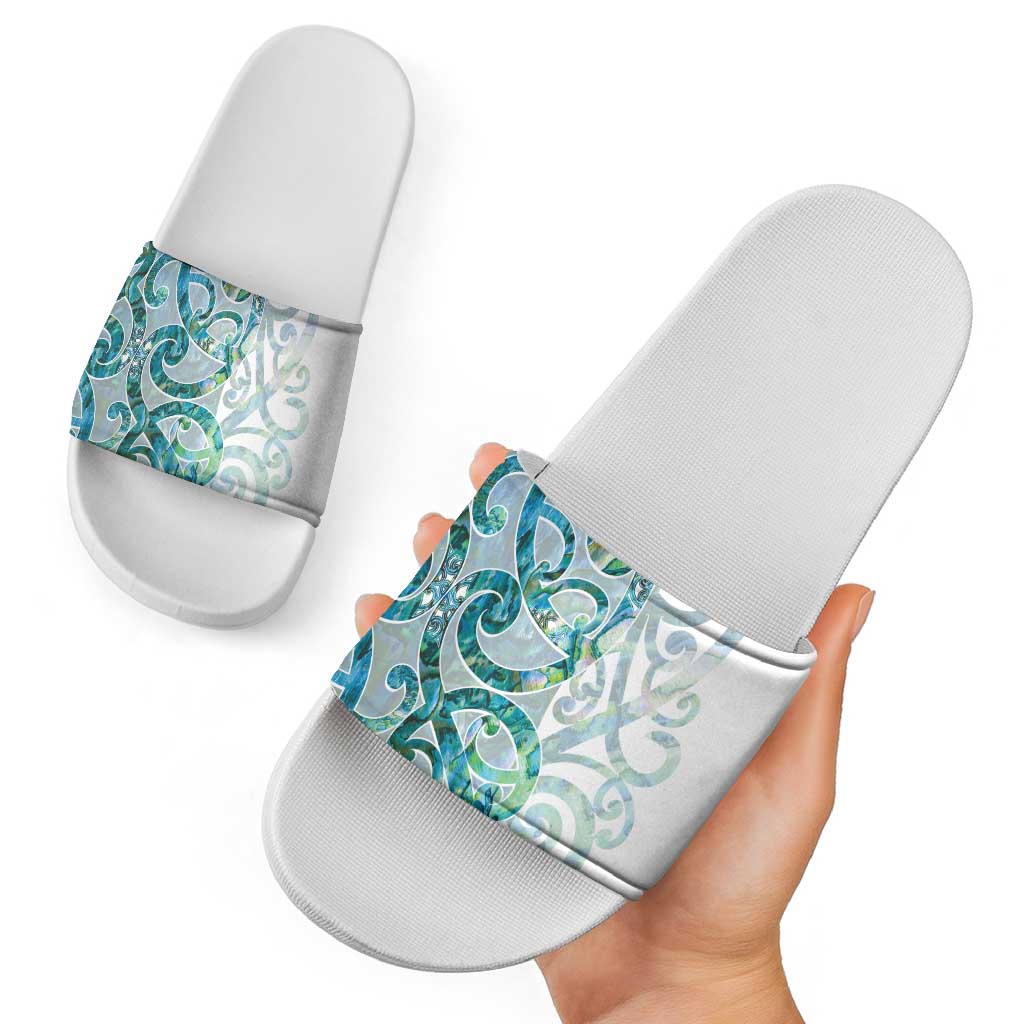 Paua Shell Maori Slide Sandals Koru Kowhaiwhai LT7 - Polynesian Pride