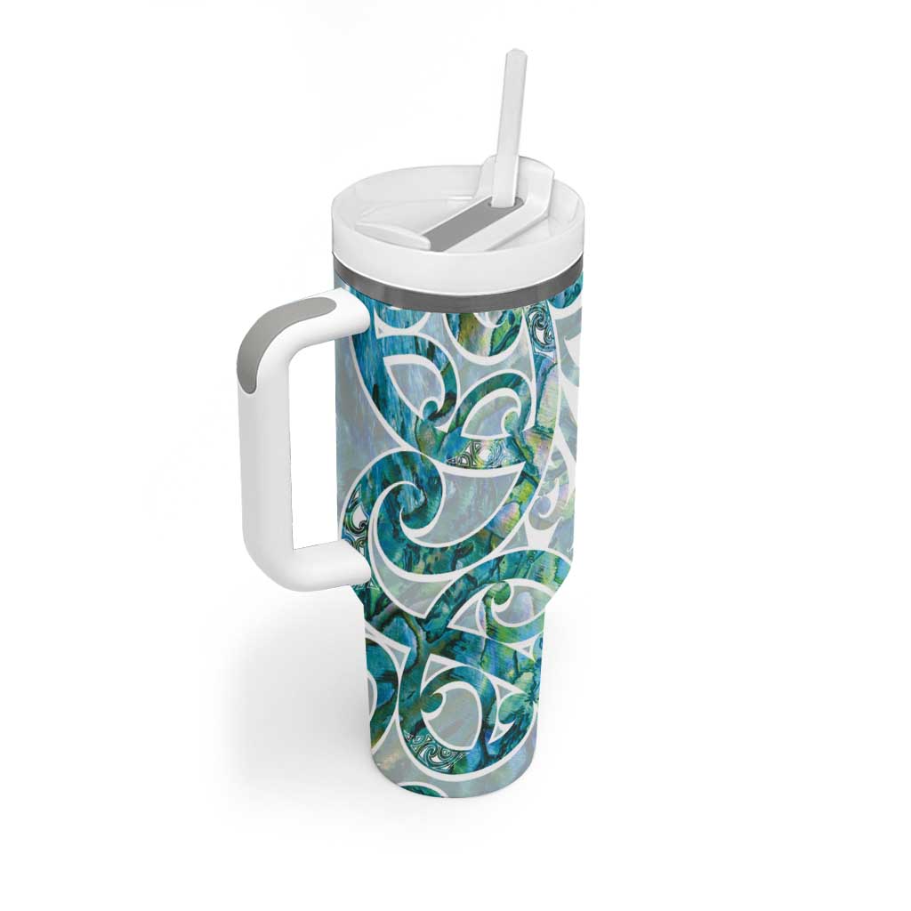 Paua Shell Maori Tumbler With Handle Koru Kowhaiwhai LT7 - Polynesian Pride