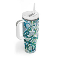 Paua Shell Maori Tumbler With Handle Koru Kowhaiwhai LT7 - Polynesian Pride