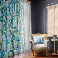Paua Shell Maori Window Curtain Koru Kowhaiwhai LT7 - Polynesian Pride