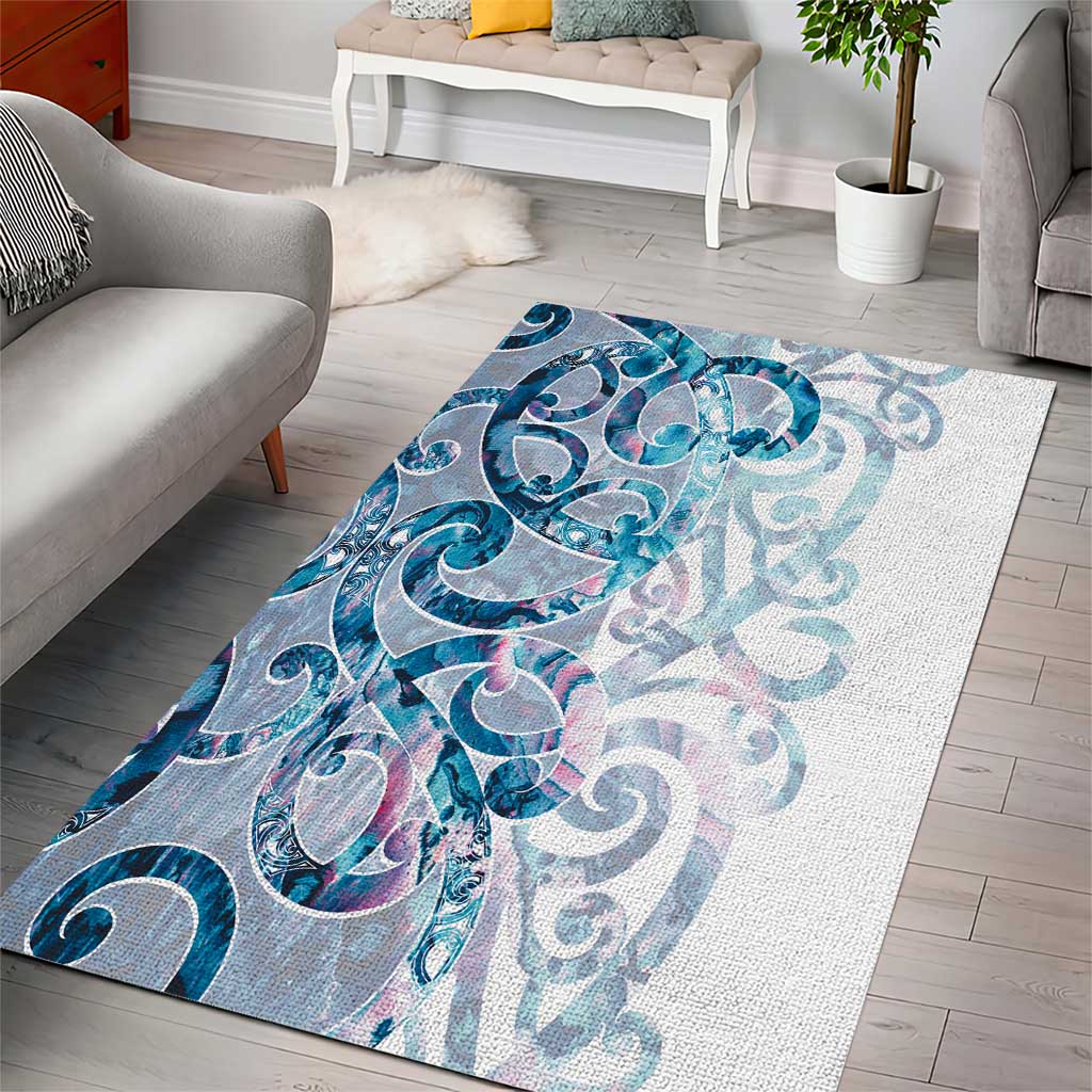 Turquoise Paua Shell Maori Area Rug Koru Kowhaiwhai LT7 - Polynesian Pride