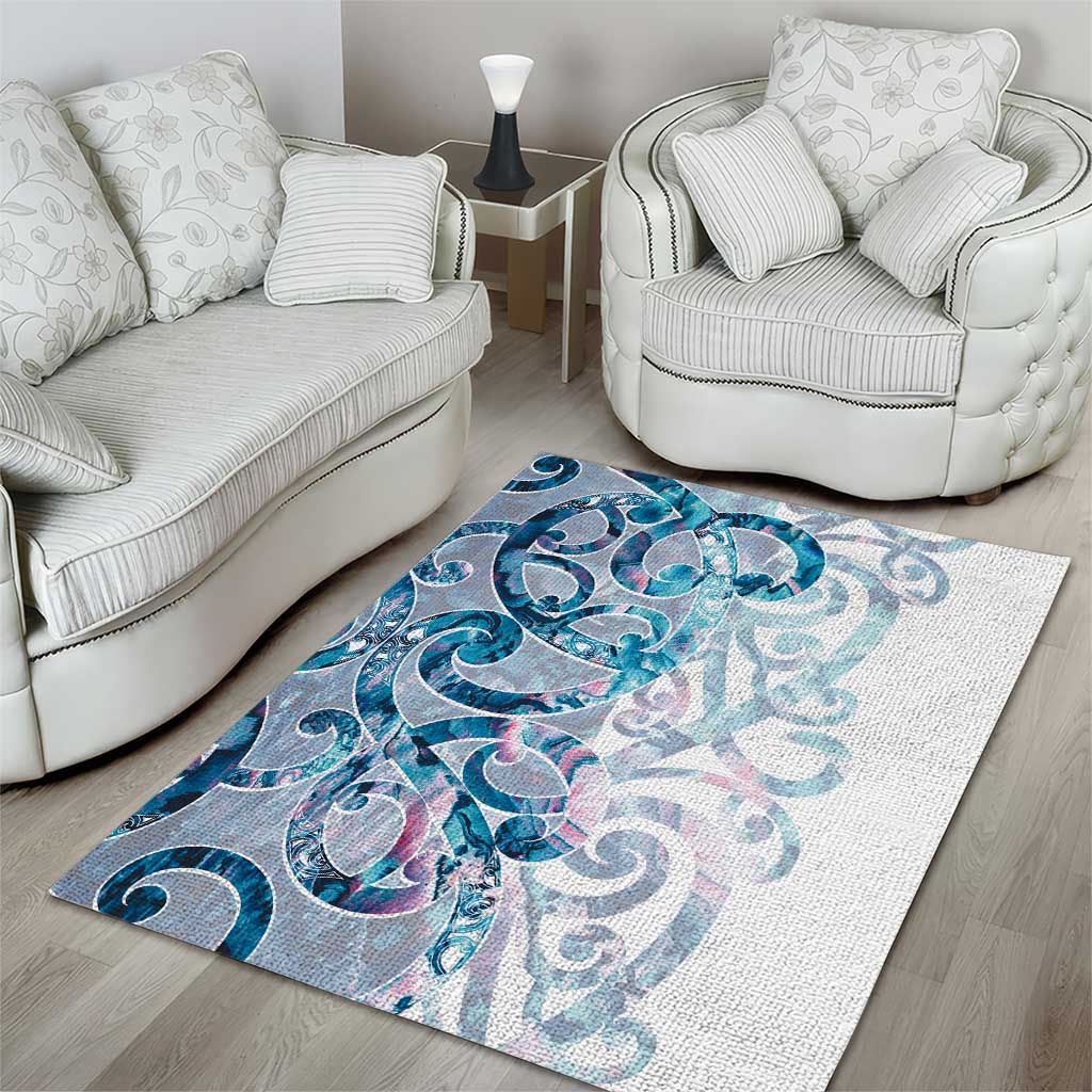 Turquoise Paua Shell Maori Area Rug Koru Kowhaiwhai LT7 - Polynesian Pride