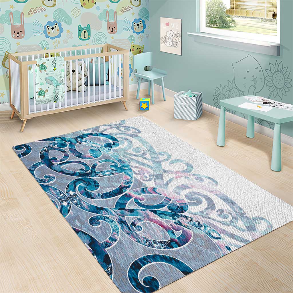 Turquoise Paua Shell Maori Area Rug Koru Kowhaiwhai LT7 - Polynesian Pride
