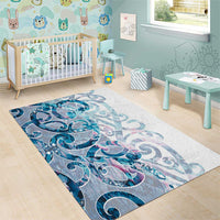 Turquoise Paua Shell Maori Area Rug Koru Kowhaiwhai LT7 - Polynesian Pride
