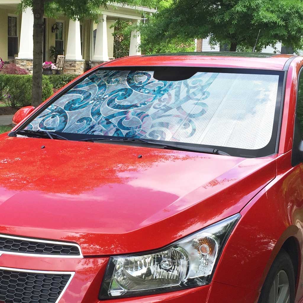 Turquoise Paua Shell Maori Auto Sun Shade Koru Kowhaiwhai - Polynesian Pride