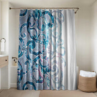 Turquoise Paua Shell Maori Bathroom Set Koru Kowhaiwhai LT7 Shower Curtain Only White - Polynesian Pride