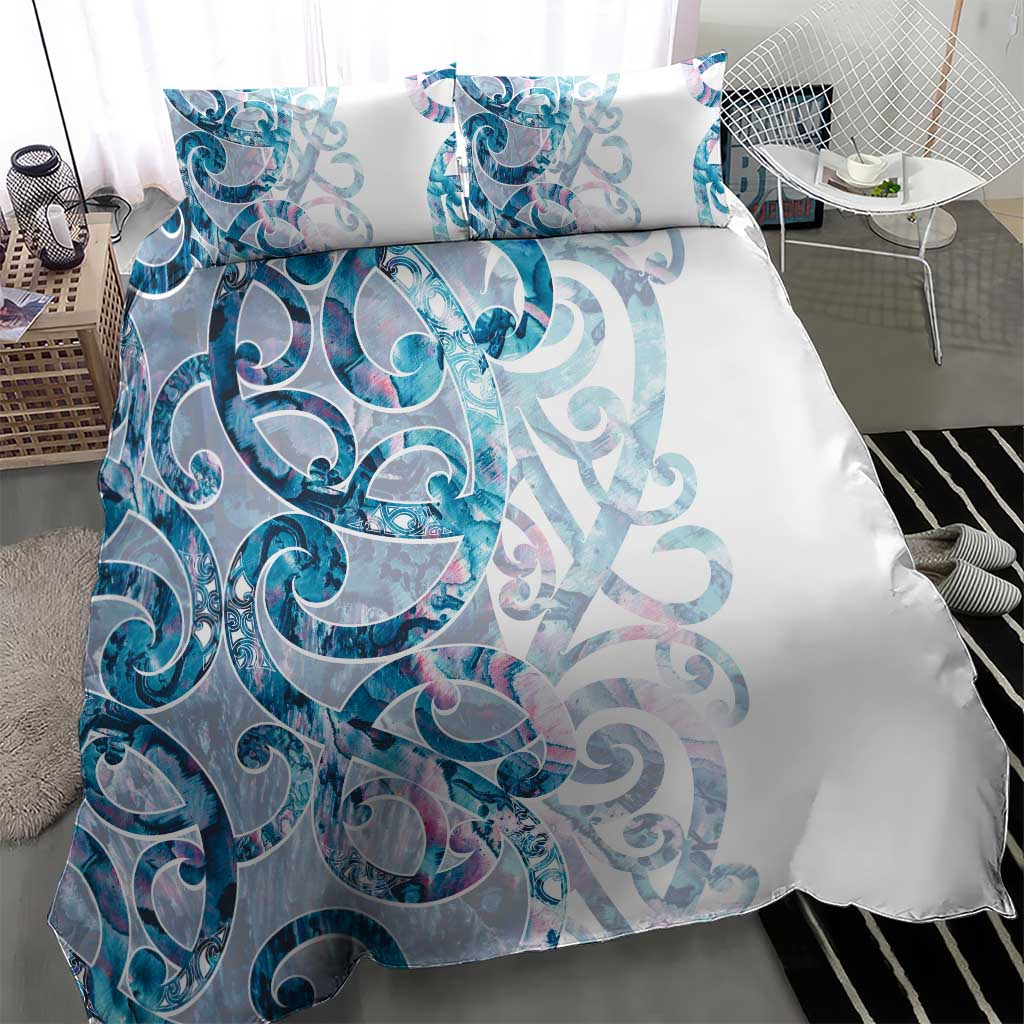 Turquoise Paua Shell Maori Bedding Set Koru Kowhaiwhai - Polynesian Pride