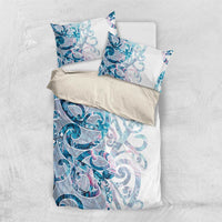 Turquoise Paua Shell Maori Bedding Set Koru Kowhaiwhai - Polynesian Pride