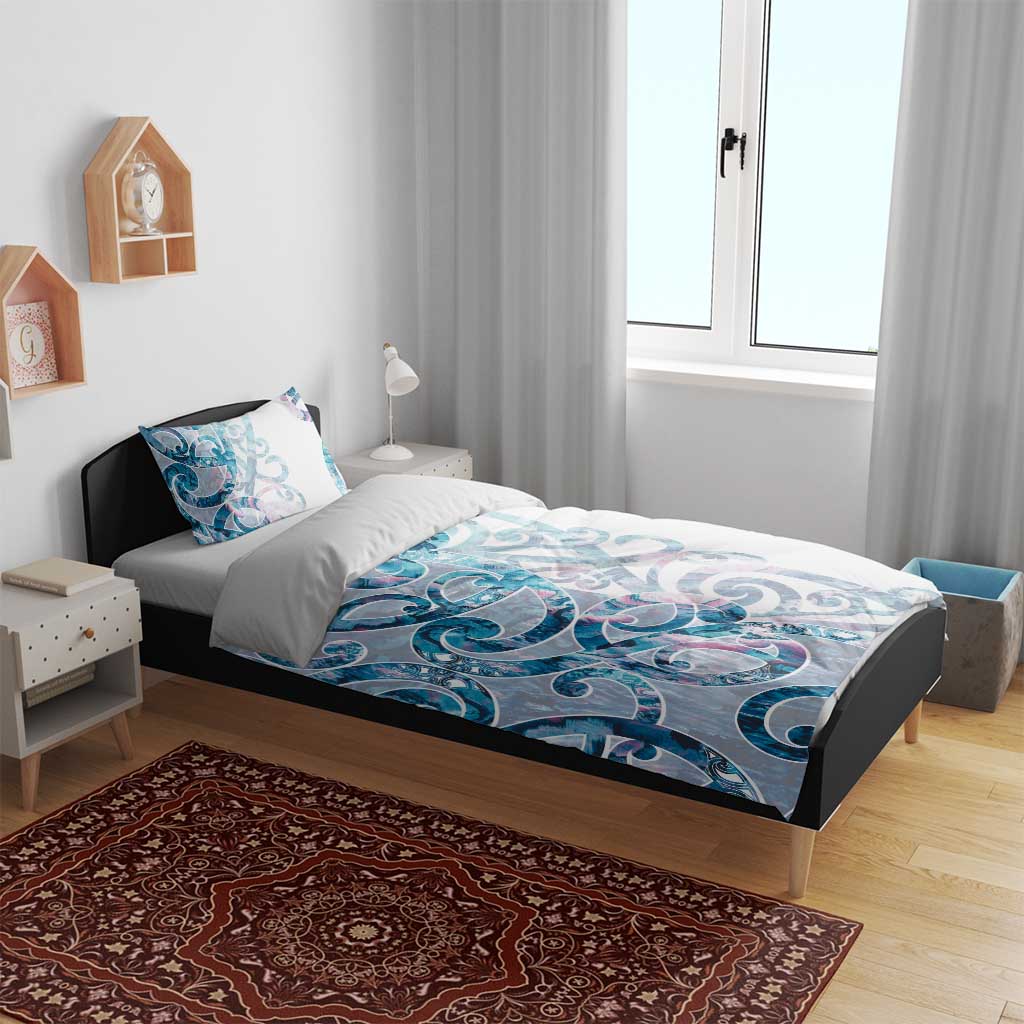 Turquoise Paua Shell Maori Bedding Set Koru Kowhaiwhai - Polynesian Pride
