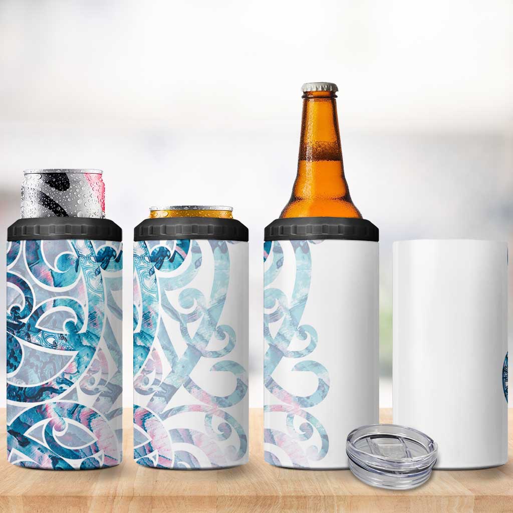 Turquoise Paua Shell Maori 4 in 1 Can Cooler Tumbler Koru Kowhaiwhai - Polynesian Pride