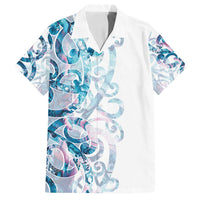 Turquoise Paua Shell Maori Family Matching Off Shoulder Short Dress and Hawaiian Shirt Koru Kowhaiwhai LT7 Dad's Shirt - Short Sleeve White - Polynesian Pride
