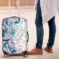 Turquoise Paua Shell Maori Luggage Cover Koru Kowhaiwhai LT7 White - Polynesian Pride